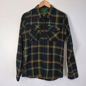 Dixxon Flannel The Smokey OG Pre-Pleat Men’s Shirt Green Plaid Rasta Sz M